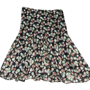 Lauren Ralph Lauren Floral Chiffon Midi Skirt M Black Rose Flared Romantic thumbnail 2