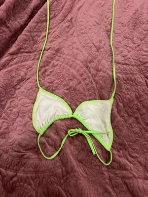 Neon Green Triangle String Bikini Top - Women Swim Bikini thumbnail 2