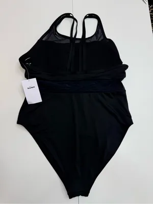 Nike Black Mesh-Inset High-Neck One-Piece Swimsuit size XL thumbnail 5