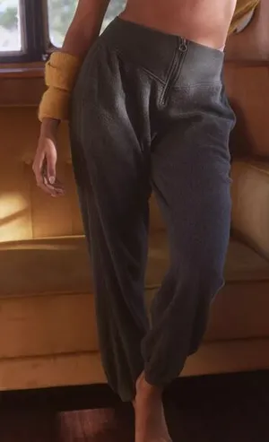 Aerie Sherpa Fleece Corset Jogger Dark Gray Size Small thumbnail 1
