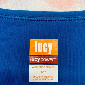 Lucy Power Athletic Top Womens Small Blue V-Neck Short Sleeve Supplex Yoga Shirt thumbnail 3