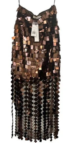 New JONATHAN SIMKHAI Lucee Paillette-Embellished High-Waisted Skirt in Chocolate thumbnail 11
