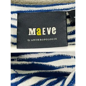 Maeve XS Blue White Zebra Stripe Puff Sleeve Top Coastal Preppy Feminine Dainty thumbnail 5