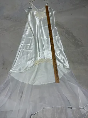 Victoria’s Secret vintage gold label Ivory white Lace Trim Slip Dress Chiffon s thumbnail 4