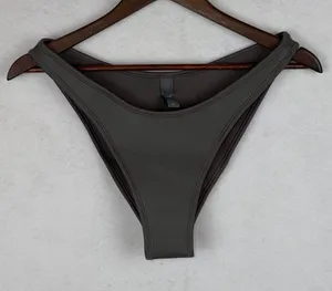 SKIMS Rubberized Scuba Swim Tanga Bikini Bottom Large Grey Chalk Cheeky NWOT thumbnail 1