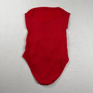 Aerie Real Good Ribbed Strapless Cutout One-Piece Swimsuit Red Medium thumbnail 2