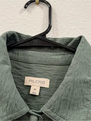 Pilcro Anthropologie Pintuck Tunic Shirt Dress Olive Green Medium thumbnail 5