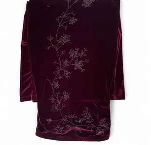 City Triangles velvet burgundy maxi dress with leg slit thumbnail 5