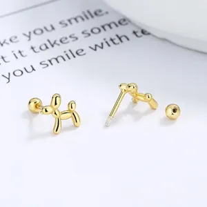 NEW Dainty Unisex Gold‎ Plated Sterling Balloon Dog Earrings, 0.7 x 0.7cm thumbnail 6