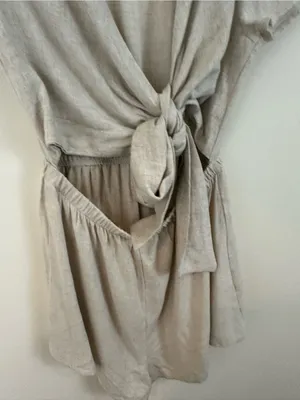 Princess Polly Ragnar Neutral Tie-Front Romper in Light Beige Size 6 thumbnail 5