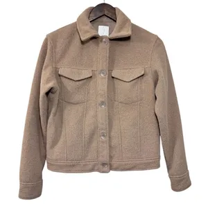 Joie Camel Mocha Moto Teddy Cropped Shacket Medium thumbnail 1