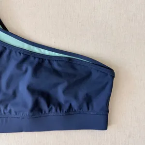 Fourlaps Sports Bra Womens Medium Navy Blue One Shoulder Double Strap Activewear thumbnail 5