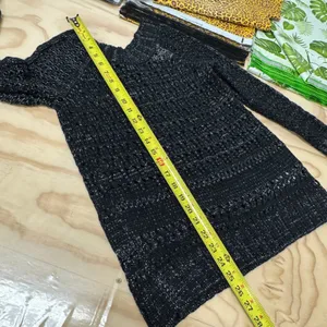 Narciso Rodriguez‎ for Design Nation Black Gunmetal Metallic Open Knit Sweater S thumbnail 8