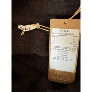 NWT OGL Cozy Collared Batwing V Neck Pullover Brown Sweater Women’s Medium thumbnail 4