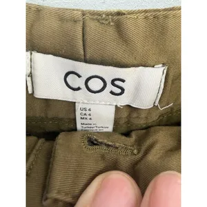COS Womens Pants Brown Khaki Pleated Barrel Leg Cropped High Rise 4 thumbnail 4