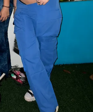 Royal Blue V Lined Cargo Pants thumbnail 2