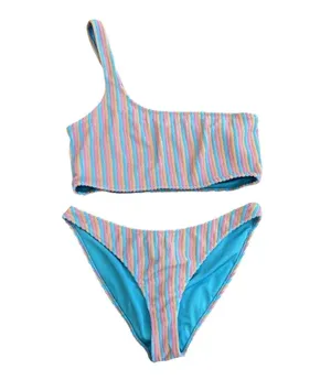 Triangl Melrose Terrycloth Sherbet Colorful Stripes One Shoulder Bikini XL thumbnail 1