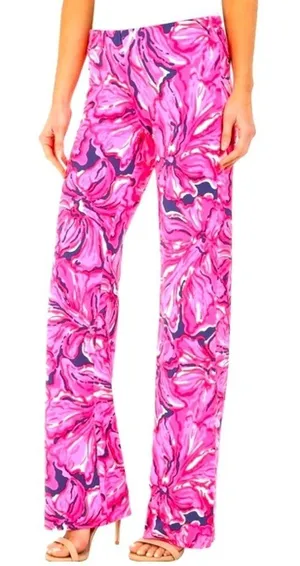 Lilly Pulitzer Georgia May Mid-Rise Palazzo Pants in Bright Flirty Navy thumbnail 1