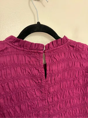 NEW GAP Smocked Ruffle Sleeve Mini Dress in Huckleberry - Size XL thumbnail 12
