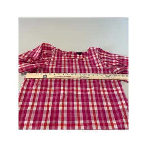 Ann Taylor Top Pink Orange White Plaid Loose Fit Size L thumbnail 3