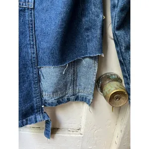 Cherokee womens denim cotton long sleeve trench car coat Size Medium with flaws thumbnail 12