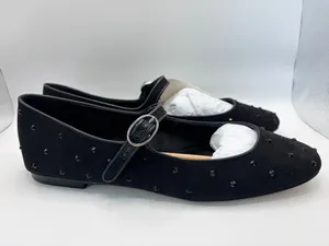 J.Crew Black Studded Mary Jane Ballet Flats Rhinestone Goth Coquette Punk Chic Size 8 thumbnail 3