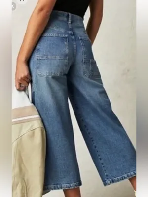 Free People mid rise crop wide leg sz 28 thumbnail 3