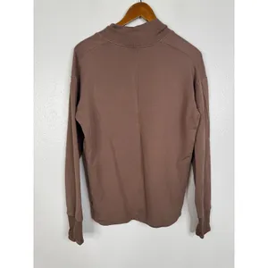 Athleta Coaster Luxe V-Neck Sweatshirt‎ Brown Mauve Fleece Pullover XS 466781 thumbnail 2