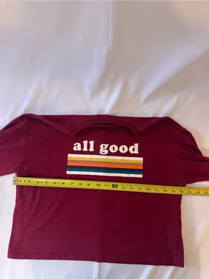 Forever 21 Maroon Cropped 'all good' Graphic Sweatshirt thumbnail 2