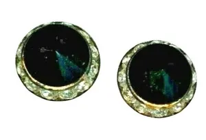 Vintage Black Faceted Stud Earrings With Rhinestone Halo A300 thumbnail 1