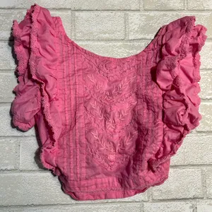Altar'd State Pink Ruffled Crop Top thumbnail 1