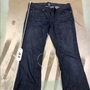 Dark colored flare jeans thumbnail 7