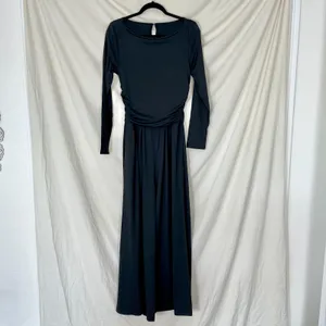 NWT Black V Neck Long Sleeve Ruched Jumpsuit with Pockets-Easy Peezy Edition M thumbnail 5