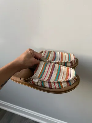 Sanuk You Got My Back St Blanket Bright Multi Color Pattern Striped Slip On Shoe thumbnail 9