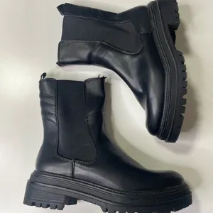Target‎ Women's Black Faux Leather Chelsea Lug Sole Boots Size 7 thumbnail 1