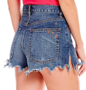 Free People Distressed Denim Butterfly Shorts thumbnail 4