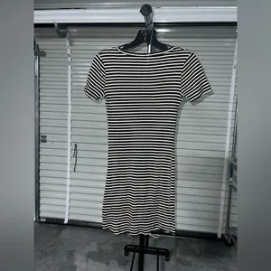Brandy Melville Black and White‎ Striped Mini Dress thumbnail 3
