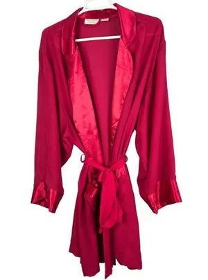 Gold label Victoria’s Secret robe fuchsia paisley floral sheer vintage medium thumbnail 5