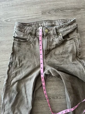 American Eagle Stovepipe Jeans Womens 2 Brown Taupe High Rise Straight Stretch thumbnail 12