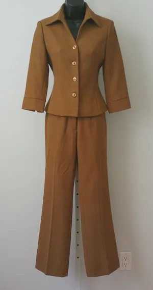 Bras Nasim Wool Office Siren Equestrian MobWife Blazer Pant Suit XS Brown thumbnail 1