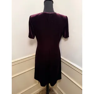 Vintage K.C. Spencer Purple Velvet Asymmetric Neck Mini Dress Whimsigoth Witchy thumbnail 5