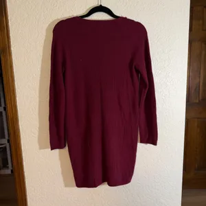 A New Day Dress Burgundy XS Women V-Neck Ribbed Knit Mini NEW FLAWED thumbnail 7