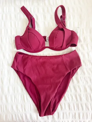 Berlook High Waist Full Coverage Bikini Jacquard Medium Red thumbnail 5