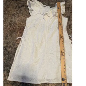 Lilly Pulitzer Emiline Eyelet Romper White Ruffle V-Neck Cotton Dress Size 8 thumbnail 8