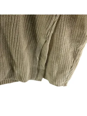 H&M Ivory Oversized Knit Sweater Medium Cotton Blend Boxy Side Slits Chunky Knit thumbnail 2
