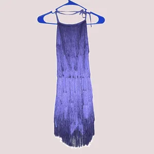 NWT Purple‎ Backless Fringe Dress Jumpsuit - XS thumbnail 4