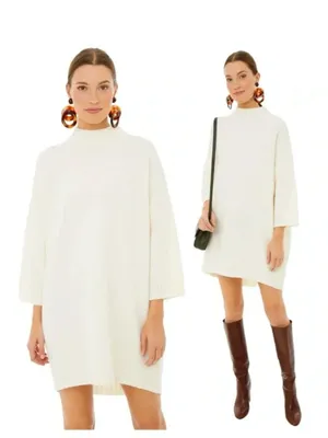 NWOT Tuckernuck Maxine Mock Neck Sweater Dress – Ivory – XL thumbnail 2