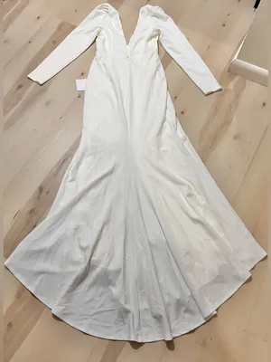 Lulus NWT Medium Stunning White Long Sleeve Mermaid Maxi Wedding Dress Bride thumbnail 8