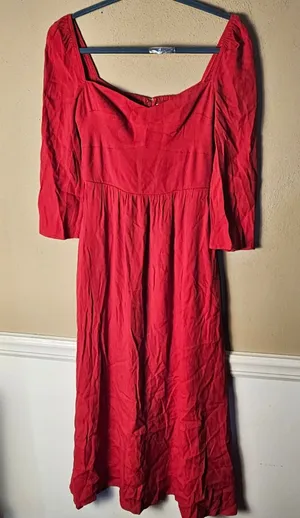 Reformation Womens Red Smocked Back Midi Dress‎ 0 thumbnail 1