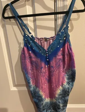 Ecote Colorful Tie-Dye Sleeveless Women’s Top Sz M thumbnail 1